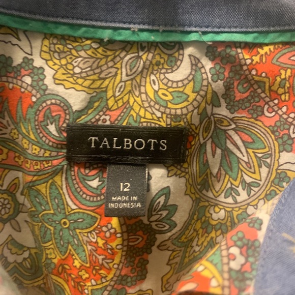 Talbots green/coral paisley blouse size 12 - Picture 4 of 7